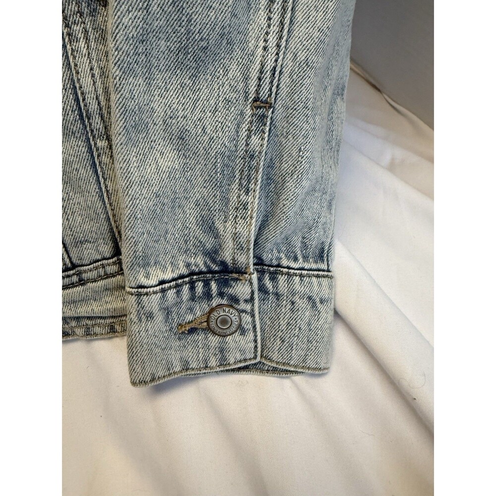 Old Navy Womens Denim Jacket Petite SM Sherpa Lining Flap Pockets  Western - Picture 9 of 14